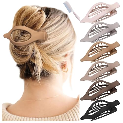 Entenschnabel Haarspange, Einfache Elegante Benglatt Haarspange, Matte Große Rutschfest Flat Duckbill Hair Clips, Ebogenes Design, Flach Sicherer Halt Innenzähne Haar Krallen von SUYOPPM