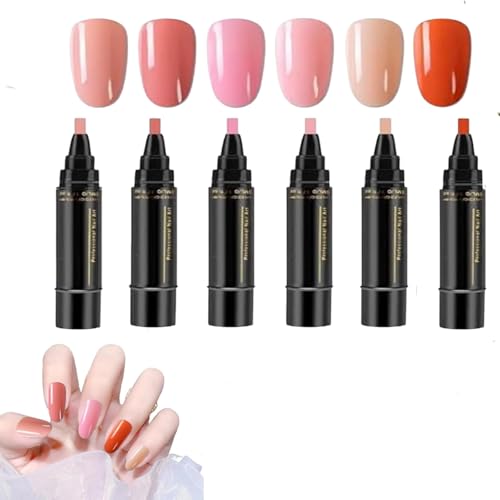 Nagellackstifte, 6 Farben Nagellackstift Schnelltrocknend, 3 In 1 Nagelkunststifte Maniküre Set, Langhaltendes Gel Nagellack Stift Set Ohne UV Lampe, Für Mädchen Und Frauen von SUYOPPM