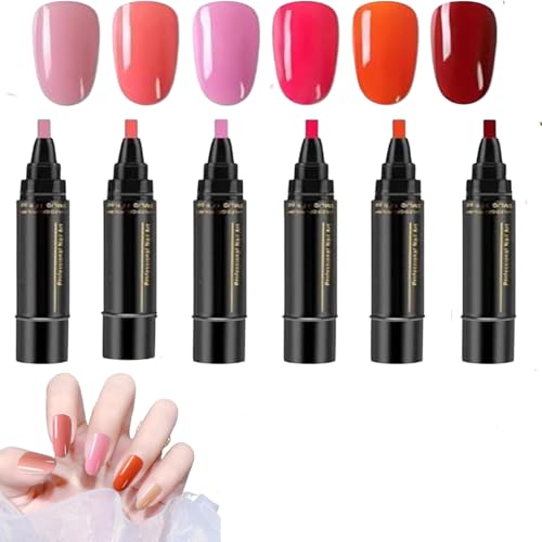 Nagellackstifte, 6 Farben Nagellackstift Schnelltrocknend, 3 In 1 Nagelkunststifte Maniküre Set, Langhaltendes Gel Nagellack Stift Set Ohne UV Lampe, Für Mädchen Und Frauen von SUYOPPM