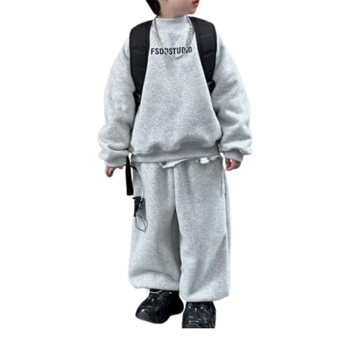 SUYUKU 2 Stück Baby Jungen Jogginganzug Mode Einfarbig Trainingsanzug Kinder Baggy Langarm Sweatshirts und Sweatpants Casual Kinderkleidung für Jungen Winter Jogger Set für Mädchen 1-9 Jahre von SUYUKU