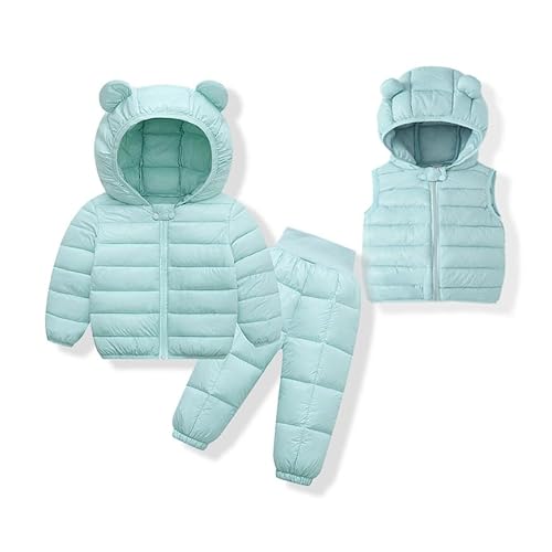 SUYUKU Kleinkind Schneeanzug Winter Baby Mädchen 2 Stück Schneeanzug Kapuzenjacke Mantel mit Schneehose Toddler Strampler Warme Junge Warm Puffer Down Schnee Anzug Winddicht Oberbekleidung 0-4 Jahre von SUYUKU