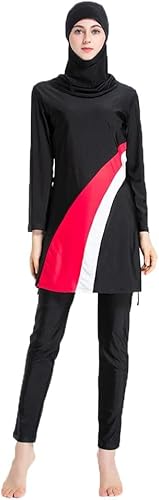 SUYUKU Muslimischer Badeanzug für Damen 3-teilige Muslimische Bademode Hijab Anzug Frauen islamischer Badeanzug Langarm Schwimmen Burkini Kostüm UV-Schutz Bademode Anzug S - 6XL von SUYUKU