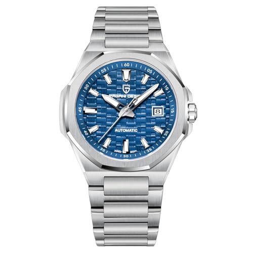 Pagani Design 40 mm Herren-Automatikuhr Japanisches Uhrwerk 8215 Synthetisches Saphirglas 100 m wasserdicht Vollständig aus Edelstahl gefertigte formelle Herrenuhr Datumsanzeige (Stahlblau) von SUZAKU
