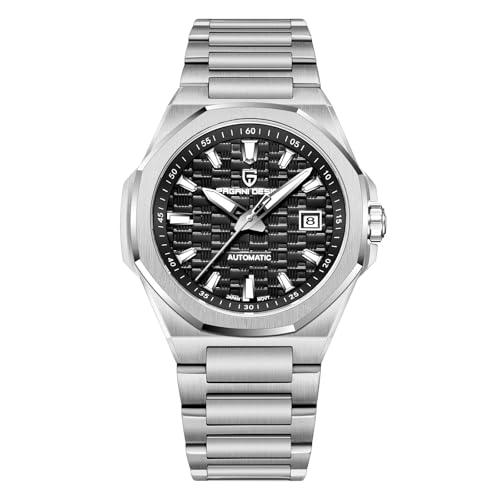 Pagani Design 40 mm Herren-Automatikuhr Japanisches Uhrwerk 8215 Synthetisches Saphirglas 100 m wasserdicht Vollständig aus Edelstahl gefertigte formelle Herrenuhr Datumsanzeige (Stahlschwarz) von SUZAKU
