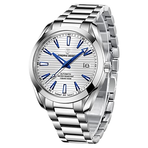 Pagani Design Automatik Herrenuhr NH35 Uhrwerk Saphirglas 100m Wasserdicht Mode Sport Edelstahl Business Uhr (weiß) von SUZAKU