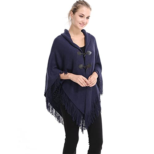 SUZALA Damen Elegant Strickschal Poncho mit Fransen von SUZALA