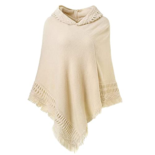 SUZALA Winter Warme Poncho Schal Wrap, Damen Elegant Strickschal Poncho mit Fransen von SUZALA