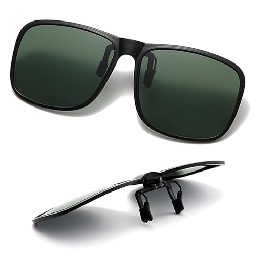 SUZEYEN Polarized Clip On Sunglasses for Men Women, Anti-Glare UV400 Protection Flip Up Sunglasses over Prescription Glasses for Driving Travel Outdoor Sport,Green SUZEYEN Polarized Clip On Sunglasses for Men Women, Anti-Glare UV400 Protection Flip Up Sunglasses over Prescription Glasses for Driving Travel Outdoor Sport,Green von SUZEYEN