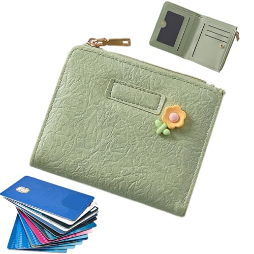 SVCEQZE Bifold Wallet Women - Multi Card Wallet Case Bifold Zipper Pocket Wallet - Card Case Purse Wallet Clutch Organizer with ID Window for ID Cards Small Items, grün, Refer to description, Unisex von SVCEQZE