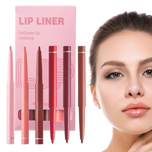 SVCEQZE Matter Lipliner,Make-up-Lipliner,6X wasserfeste Lippen-Make-up-Stifte - Matter Lippenstift, wischfester Lipliner, langanhaltender Lipgloss für Frauen von SVCEQZE