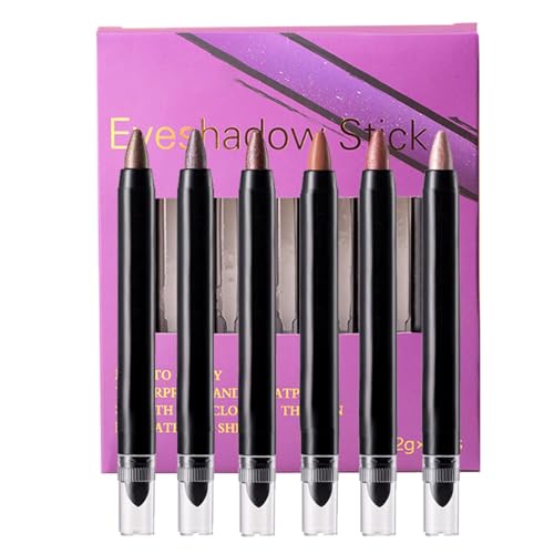 SVCEQZE Stick-Lidschatten,Lidschatten-Sticks - 6-Farben-Lidschattenstift, Buntstift-Aufheller - Schimmernder, wischfester Lidschattenstift, Augenaufhellerstift für Frauen von SVCEQZE