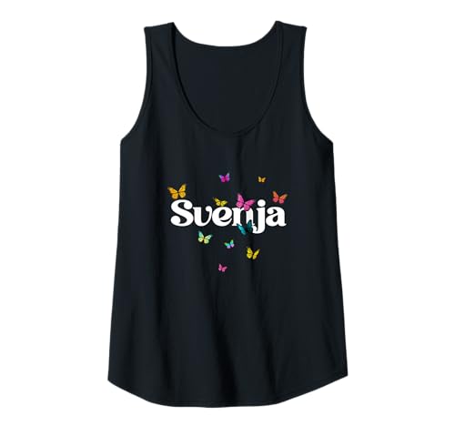 Damen SVENJA - Schöner Mädchen Name mit bunten Schmetterlingen Tank Top von SVENJA Tochter Enkel Geburtstag Geschenkideen