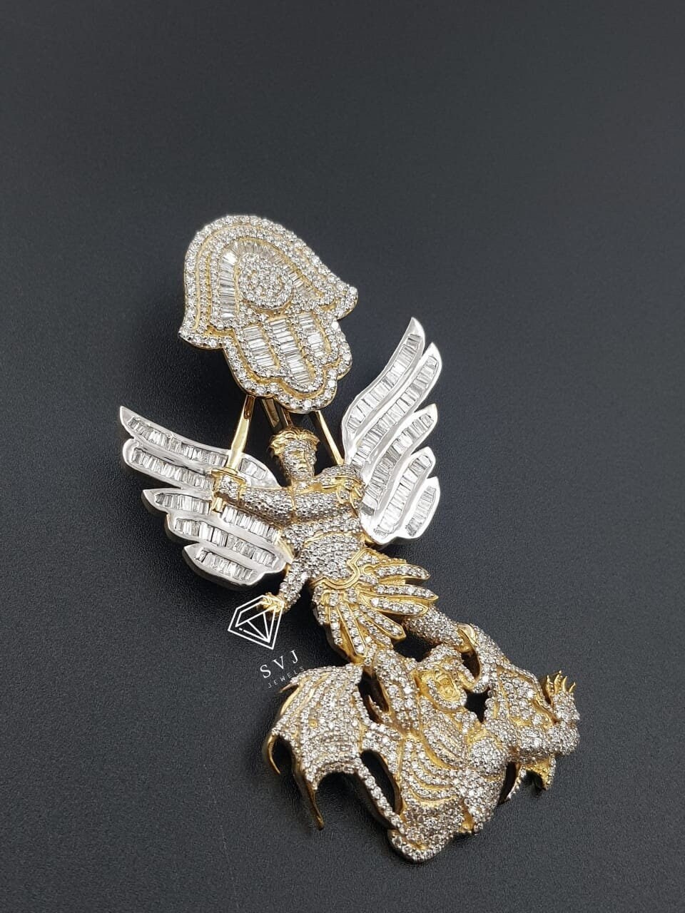Engel Dämon Anhänger Jedes Design Two Tone Völlig Iced Out 925 Sterling Silber Individuelle Designer Trendy von SVJJewels