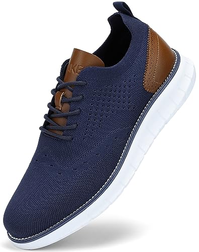 SVNKE Herren Anzugschuhe Atmungsaktiv Gestrickter Stoff Schnürschuhe Formale Moderne Klassische Freizeit Schuhe Oxfords Hochzeit Schuhe Blau 40 von SVNKE