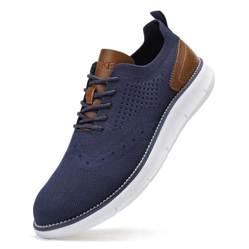 SVNKE Herren Anzugschuhe Atmungsaktiv Gestrickter Stoff Schnürschuhe Formale Moderne Klassische Freizeit Schuhe Oxfords Hochzeit Schuhe Blau 43.5 von SVNKE
