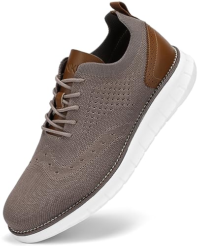 SVNKE Herren Anzugschuhe Atmungsaktiv Gestrickter Stoff Schnürschuhe Formale Moderne Klassische Freizeit Schuhe Oxfords Hochzeit Schuhe Braun 40 von SVNKE