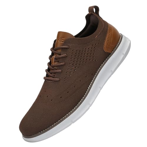 SVNKE Herren Anzugschuhe Atmungsaktiv Gestrickter Stoff Schnürschuhe Formale Moderne Klassische Freizeit Schuhe Oxfords Hochzeit Schuhe Dunkelbraun 42.5 von SVNKE
