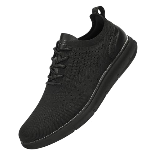 SVNKE Herren Anzugschuhe Atmungsaktiv Gestrickter Stoff Schnürschuhe Formale Moderne Klassische Freizeit Schuhe Oxfords Hochzeit Schuhe Ganz schwarz 43.5 von SVNKE