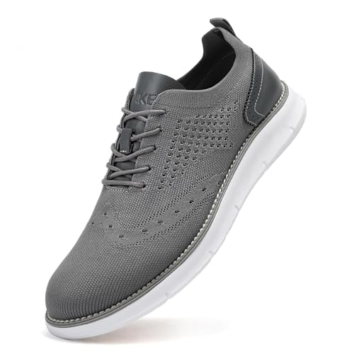 SVNKE Herren Anzugschuhe Atmungsaktiv Gestrickter Stoff Schnürschuhe Formale Moderne Klassische Freizeit Schuhe Oxfords Hochzeit Schuhe Grau 45 von SVNKE