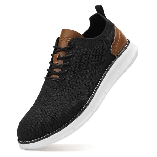 SVNKE Herren Anzugschuhe Atmungsaktiv Gestrickter Stoff Schnürschuhe Formale Moderne Klassische Freizeit Schuhe Oxfords Hochzeit Schuhe Schwarz 42.5 von SVNKE