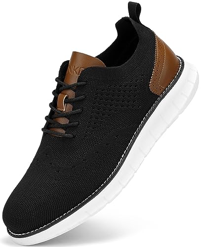 SVNKE Herren Anzugschuhe Atmungsaktiv Gestrickter Stoff Schnürschuhe Formale Moderne Klassische Freizeit Schuhe Oxfords Hochzeit Schuhe Schwarz 44 von SVNKE