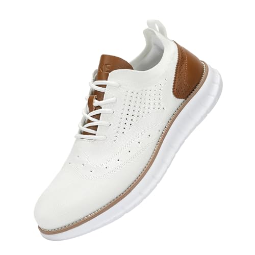 SVNKE Herren Anzugschuhe Atmungsaktiv Gestrickter Stoff Schnürschuhe Formale Moderne Klassische Freizeit Schuhe Oxfords Hochzeit Schuhe weiß 47 von SVNKE