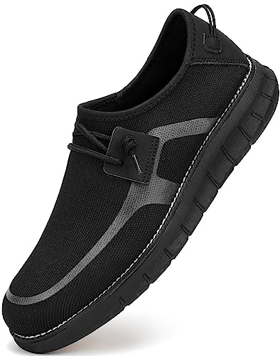 SVNKE Herren Business Freizeitschuhe Atmungsaktiv Gestrickte Loafers Modische Bequeme Mokassins Flache rutschfeste Fahrschuhe Schwarz 40 von SVNKE