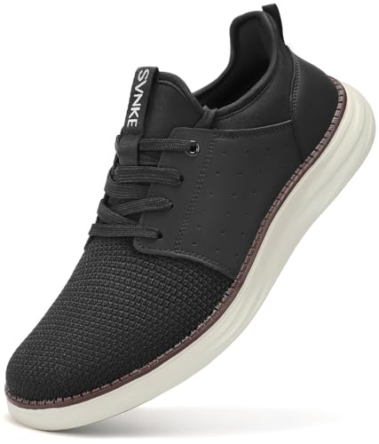 SVNKE Herren Slip On Sneaker Atmungsaktiv Schnürsenkel Walkingschuhe Fitness Turnschuhe Sportschuhe Hand-Free Freizeitschuhe Business Schuhe (Schwarz 42.5) von SVNKE