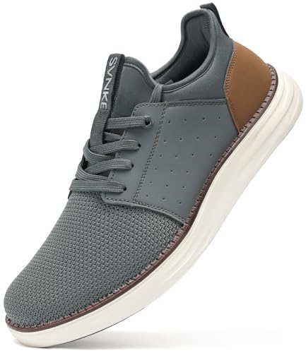 SVNKE Herren Slip On Sneaker Atmungsaktiv Schnürsenkel Walkingschuhe Fitness Turnschuhe Sportschuhe Hand-Free Freizeitschuhe Business Schuhe (Grau 41) von SVNKE