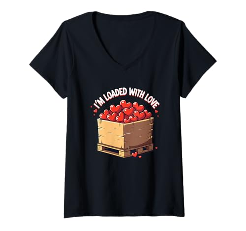Damen Coworker Shuttle Pallet I'm Loaded with Love zum Valentinstag T-Shirt mit V-Ausschnitt Damen Coworker Shuttle Pallet I'm Loaded with Love zum Valentinstag T-Shirt mit V-Ausschnitt von SWAGAZON