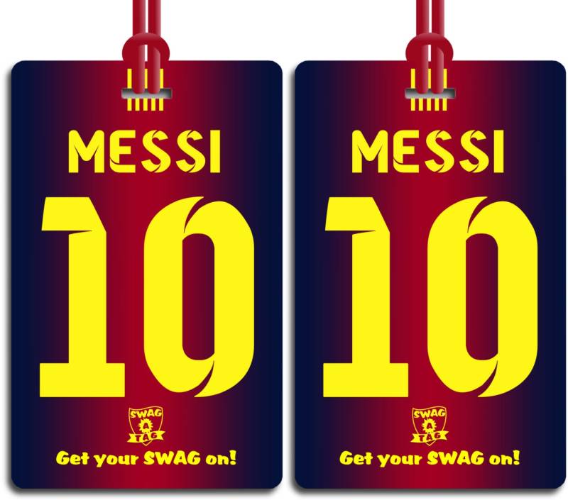 Swagtagz "Lionel Messi #10" Barcelona Fade Jersey Fußball Tag Für Sport Taschen Und Rucksäcke von SWAGTAGZ