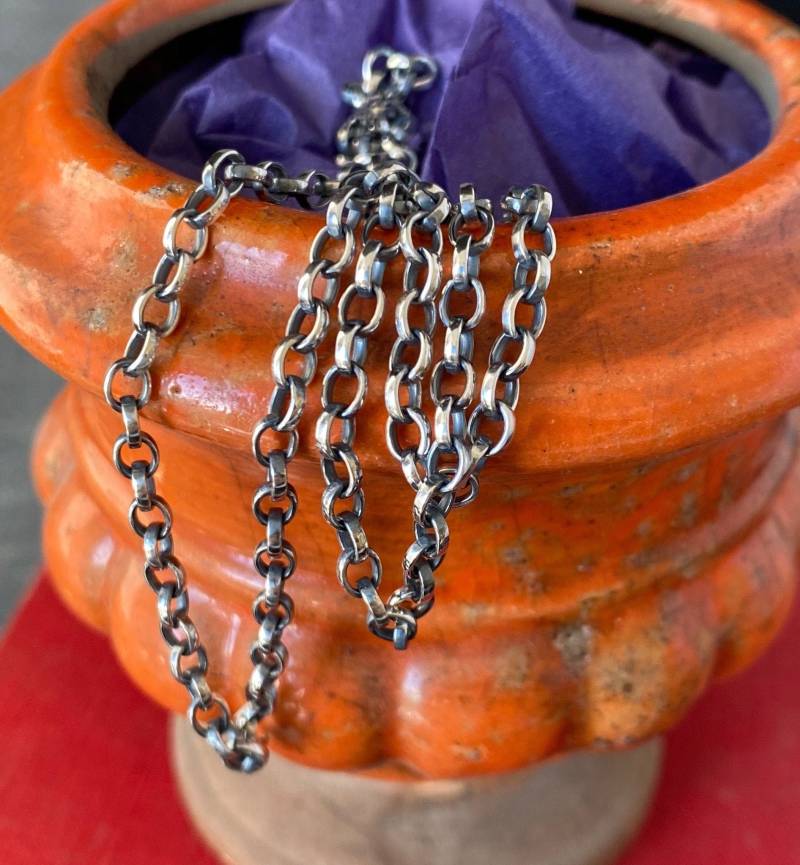Schöne Massive, 3 Mm Sterling Silber, Rolo Kette, Chunky Silber Erbskette. Individuelle Kette Auf Bestellung Geschnitten von SWALKDESIGNS