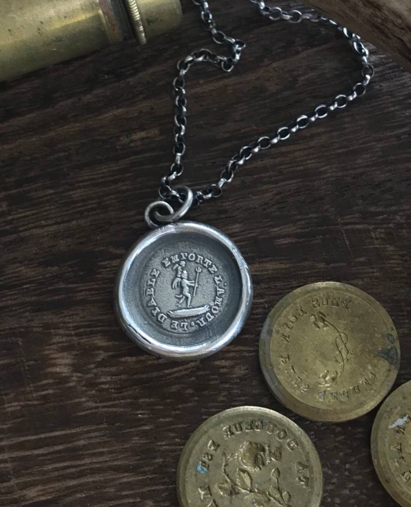 Zur Hölle Mit Liebe' Antiker Wachssiegel Anhänger, Lustige Liebe Verloren, Breakup Schmuck. Sterling Herzschmerz Geschenk von SWALKDESIGNS