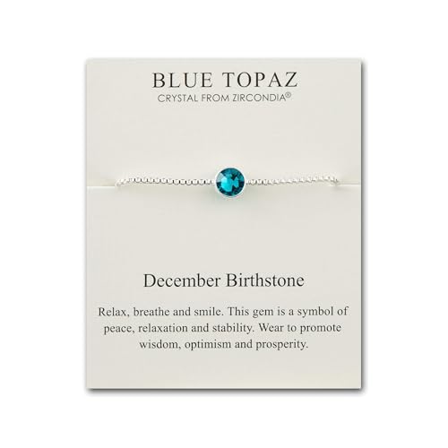 Dezember (Blauer Topas) Geburtsstein-Armband mit österreichischen Kristallen kreiert von Philip Jones
