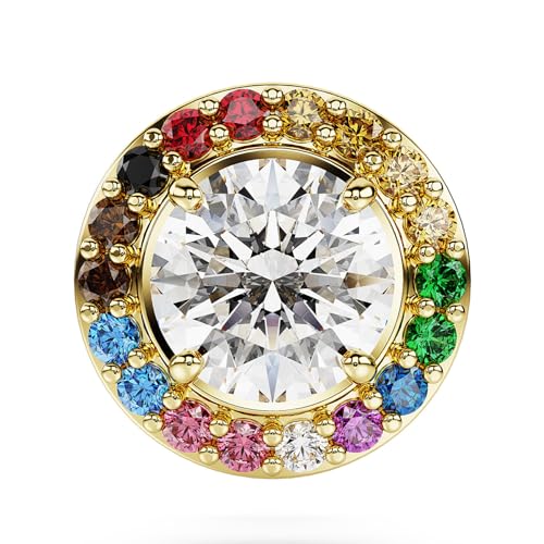 SWAROVSKI Matrix Brosche, rund, Goldton, 1,3, Edelstahl, Zirkon-Edelstein von SWAROVSKI