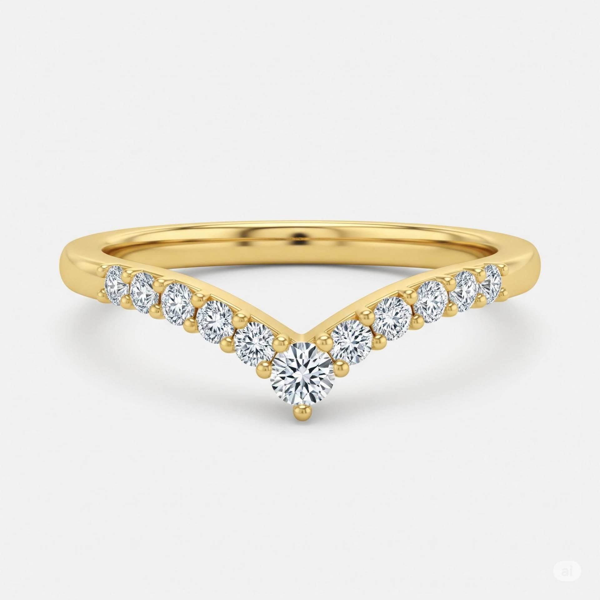 Chevron V-Form Verlobungsring, Runde Form Moissanite Ring, Halbe Eternity Ehering, Prong Set 14K Goldring, Wishbone Ring Chevron V-Form Verlobungsring, Runde Form Moissanite Ring, Halbe Eternity Ehering, Prong Set 14K Goldring, Wishbone Ring von SWASTIKJEWELART