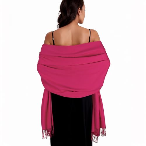 Pashmina Winterschal Schal Wrap für Frauen Schals und Wraps für Abendkleider Großer weicher Hochzeitsschal, fuchsia pink, One size von SWAT PANY