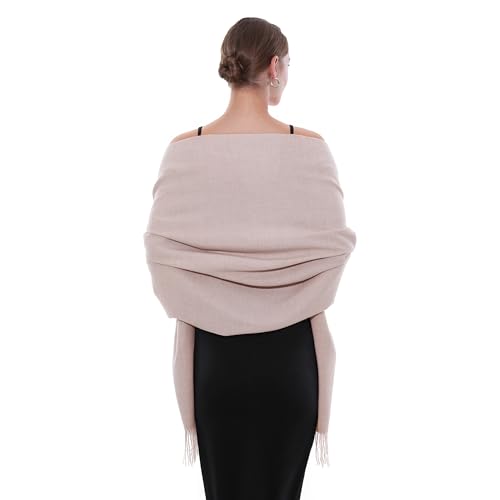 SWAT PANY Schal Beige Pashmina Schals Tücher für Damen Winterschal Stola Damen Festlich Warm von SWAT PANY