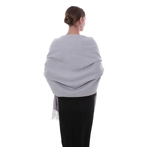SWAT PANY Schal Grau Pashmina Schals Tücher für Damen Winterschal Stola Damen Festlich Warm von SWAT PANY