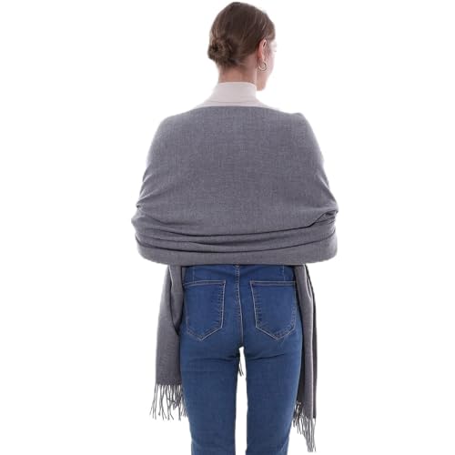 SWAT PANY Schal Grau Pashmina Schals Tücher für Damen Winterschal Stola Damen Festlich Warm von SWAT PANY