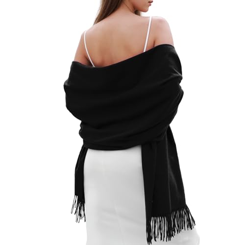 SWAT PANY Schal Schwarz Pashmina Schals Tücher für Damen Winterschal Stola Damen Festlich Warm von SWAT PANY