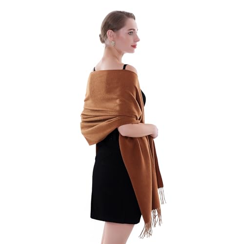 SWAT PANY Schal Braun Pashmina Schals Tücher für Damen Winterschal Stola Damen Festlich Warm von SWAT PANY