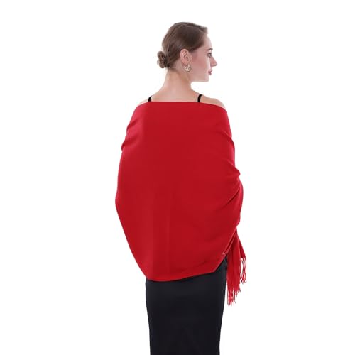SWAT PANY Schal Rot Pashmina Schals Tücher für Damen Winterschal Stola Damen Festlich Warm von SWAT PANY
