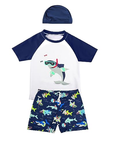 UV Shirt & Badehose Kinder 2-10 Jahre - Badeshirt UV & Badeshorts Jungen Schwimmshirt Kinder UV-Schutz UPF 50+ von SWAUSWAUK