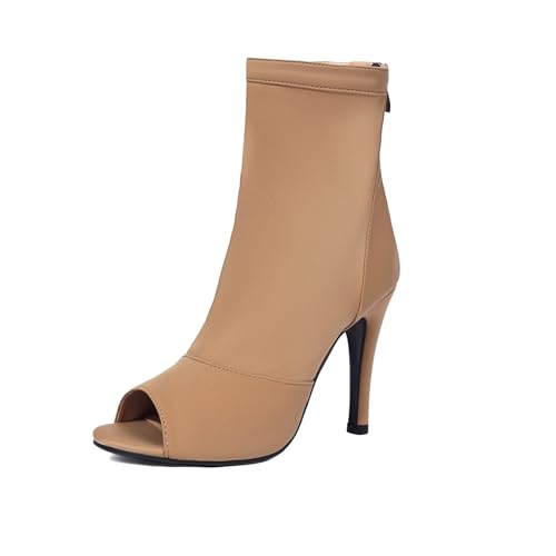 SWDZM Damen Latein Tanzschuhe Tanzstiefel High Heel Salsa Tango Bachata Ballroom Praxis Tanzen Heels,07,Kaki,Ferse-7CM,EU 34 von SWDZM