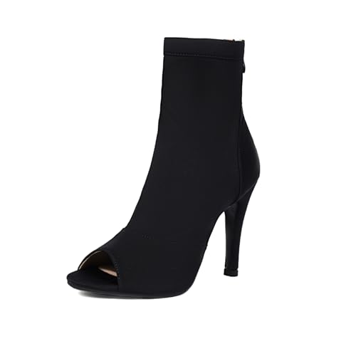 SWDZM Damen Latein Tanzschuhe Tanzstiefel High Heel Salsa Tango Bachata Ballroom Praxis Tanzen Heels,07,Schwarz,Ferse-7CM,EU 35 von SWDZM