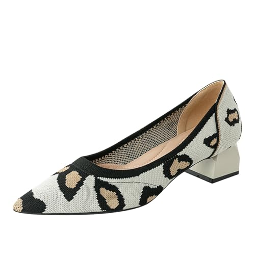 SWDZM Damen Schuhe Elegant mit Absatz Strick Pumps Spitz Elegante Blockabsatz Bequem,4CM,38.5EU von SWDZM