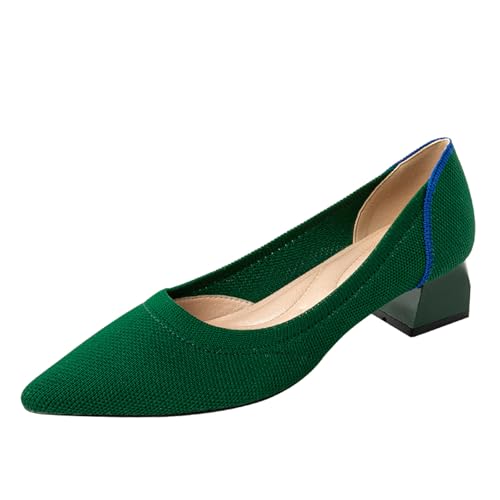 SWDZM Damen Schuhe Elegant mit Absatz Strick Pumps Spitz Elegante Blockabsatz Bequem,4CM,38EU von SWDZM