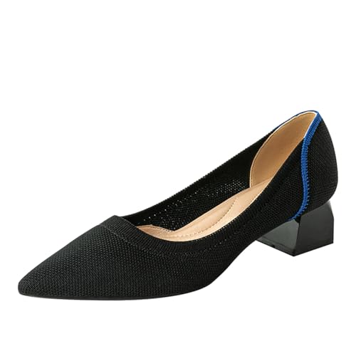 SWDZM Damen Schuhe Elegant mit Absatz Strick Pumps Spitz Elegante Blockabsatz Bequem,4CM,38EU von SWDZM