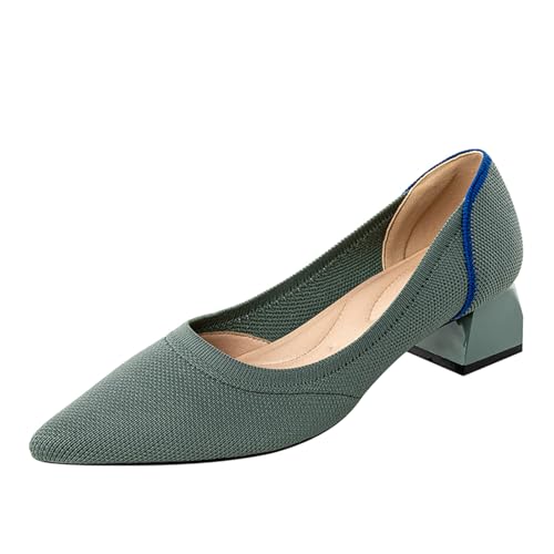 SWDZM Damen Schuhe Elegant mit Absatz Strick Pumps Spitz Elegante Blockabsatz Bequem,4CM,41EU von SWDZM